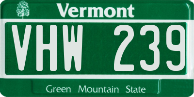 VT license plate VHW239