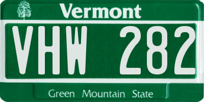 VT license plate VHW282