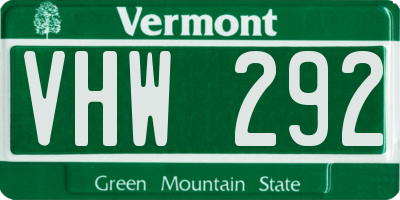 VT license plate VHW292