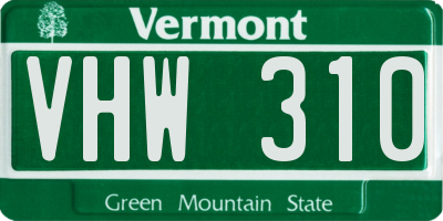 VT license plate VHW310