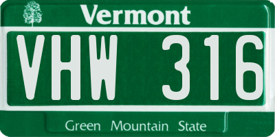 VT license plate VHW316