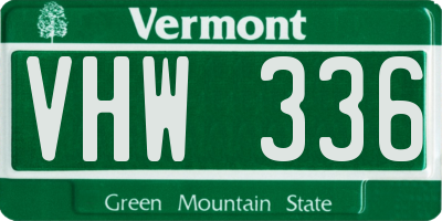 VT license plate VHW336