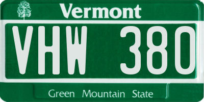 VT license plate VHW380
