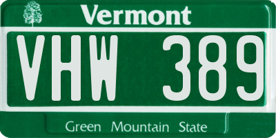 VT license plate VHW389
