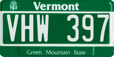VT license plate VHW397