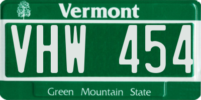 VT license plate VHW454