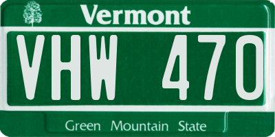 VT license plate VHW470