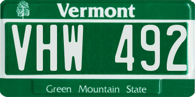 VT license plate VHW492