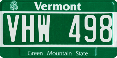 VT license plate VHW498