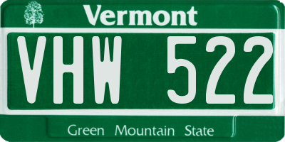 VT license plate VHW522