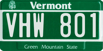 VT license plate VHW801