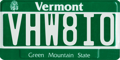 VT license plate VHW8I0