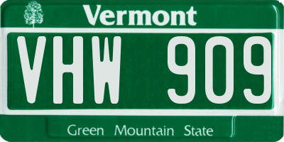 VT license plate VHW909