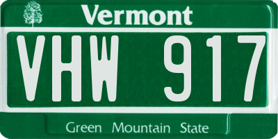 VT license plate VHW917