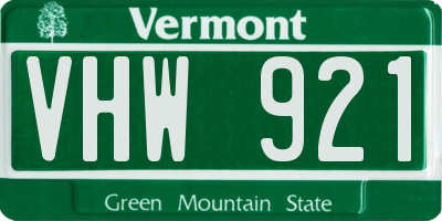 VT license plate VHW921