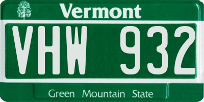 VT license plate VHW932