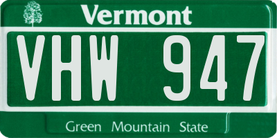 VT license plate VHW947
