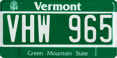VT license plate VHW965