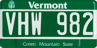 VT license plate VHW982