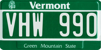 VT license plate VHW990