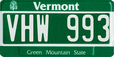 VT license plate VHW993