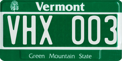 VT license plate VHX003