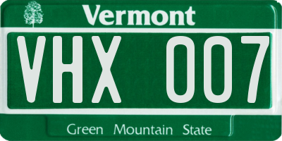 VT license plate VHX007