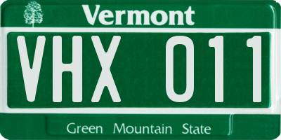 VT license plate VHX011