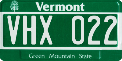 VT license plate VHX022