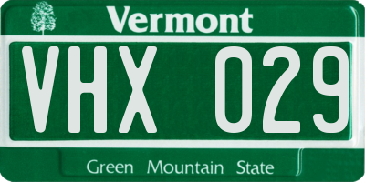 VT license plate VHX029