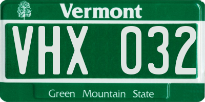 VT license plate VHX032