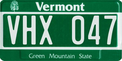 VT license plate VHX047