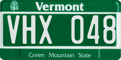 VT license plate VHX048