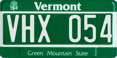VT license plate VHX054