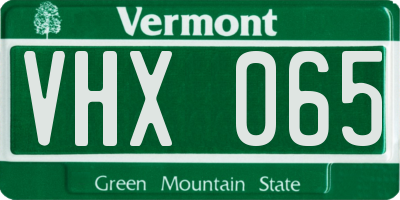 VT license plate VHX065