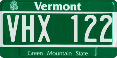 VT license plate VHX122