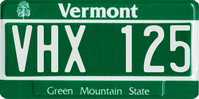 VT license plate VHX125