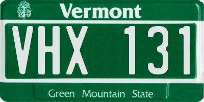 VT license plate VHX131