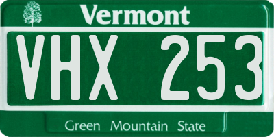 VT license plate VHX253