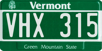 VT license plate VHX315