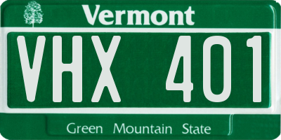 VT license plate VHX401