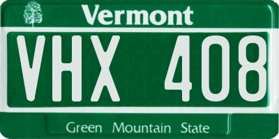 VT license plate VHX408