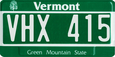 VT license plate VHX415