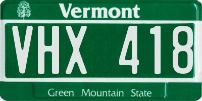 VT license plate VHX418