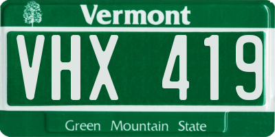 VT license plate VHX419