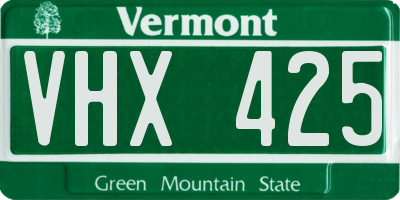 VT license plate VHX425