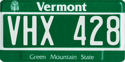 VT license plate VHX428
