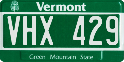 VT license plate VHX429
