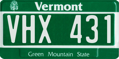 VT license plate VHX431