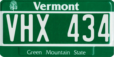 VT license plate VHX434